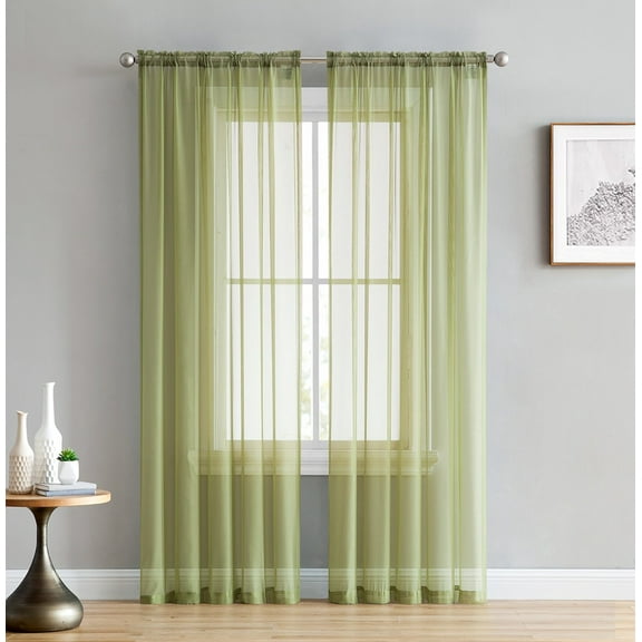 Addison Sheer Voile Window Curtain Solid Panels - Set of 2