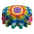 thumbnail image 4 of Colorful Tie Dye Mandala Pattern Round Tablecloth 60"x60",Wrinkle Wipeable Table Cloth for Kitchen Dining Room Picnic Patio Party, 4 of 6