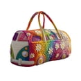 thumbnail image 2 of Bright Vintage Bus Canvas Duffel Bag, Recreational Embroidered Quilted Weekender Bag for Women, Large Capacity Travel Tote with Handles, 2 of 3