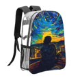 thumbnail image 3 of Honeii Abstract Starry Sky Print Clear Backpack Heavy Duty Transparent Bag 17" See Through BookBag for Women Men Adults Work Festival Sports Travel, 3 of 7