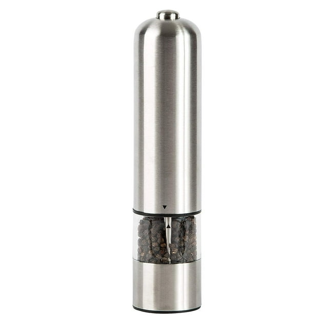 Electric Salt and Pepper Grinder Set, Battery Operated Premium Stainless Steel Mills , Electronic Adjustable Shakers, Automatic One Handed Operation
