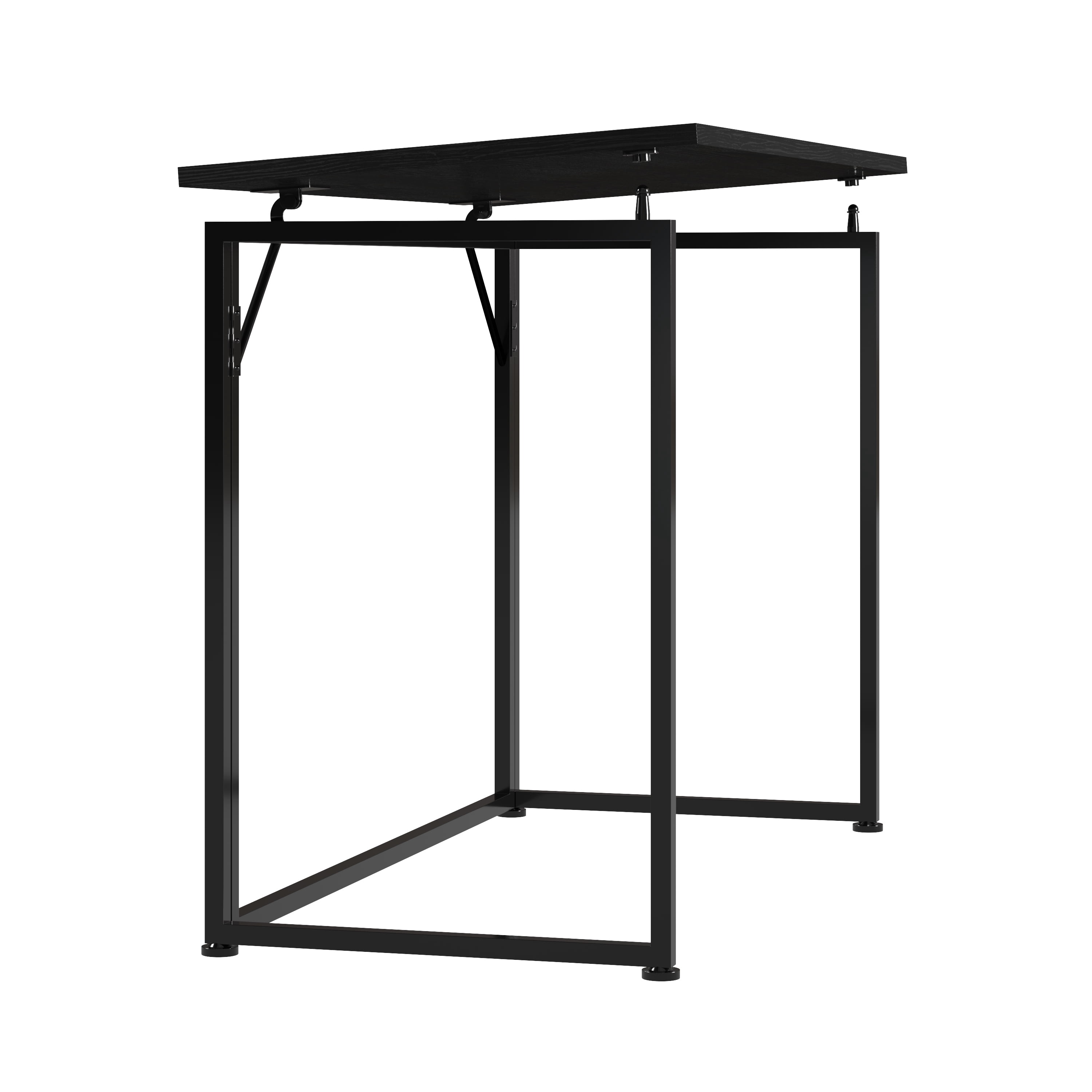 Space Saving Folding Desk, Black Collapsible Computer Laptop Desk with Sturdy Steel Legs, Tool-Free Assembly, Portable Workstation for Bedroom Dorm Small Spaces