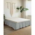 thumbnail image 2 of Light Blue Floral Wrap Around Bed Skirts for King Bed 18" Drop,Bed Skirt with Adjustable Elastic Belt Dust Ruffle Bed Valance for Bedroom Hotel Rustic Vintage Flowers Botanical Spring Bed Frame Cover, 2 of 7