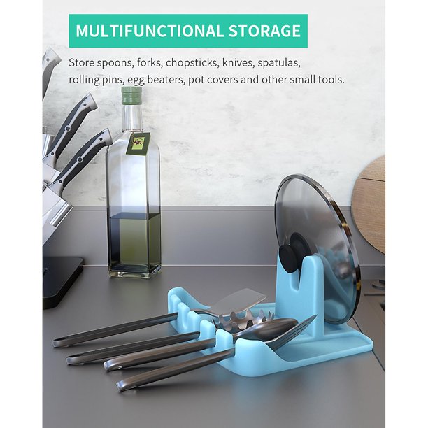 Soportes para cucharas de cocina de tama?o más grande 2 en 1, soporte para cucharas de silicona, estante multifuncional para sopa, herramientas de cocina, almacenamiento resistente al calor LingWen 8390606687807