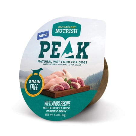 (8 Pack) Rachael Ray Nutrish PEAK Natural Wet Dog Food, Grain Free Wetlands Recipe with Chicken & Duck in Rustic Gravy, 3.5