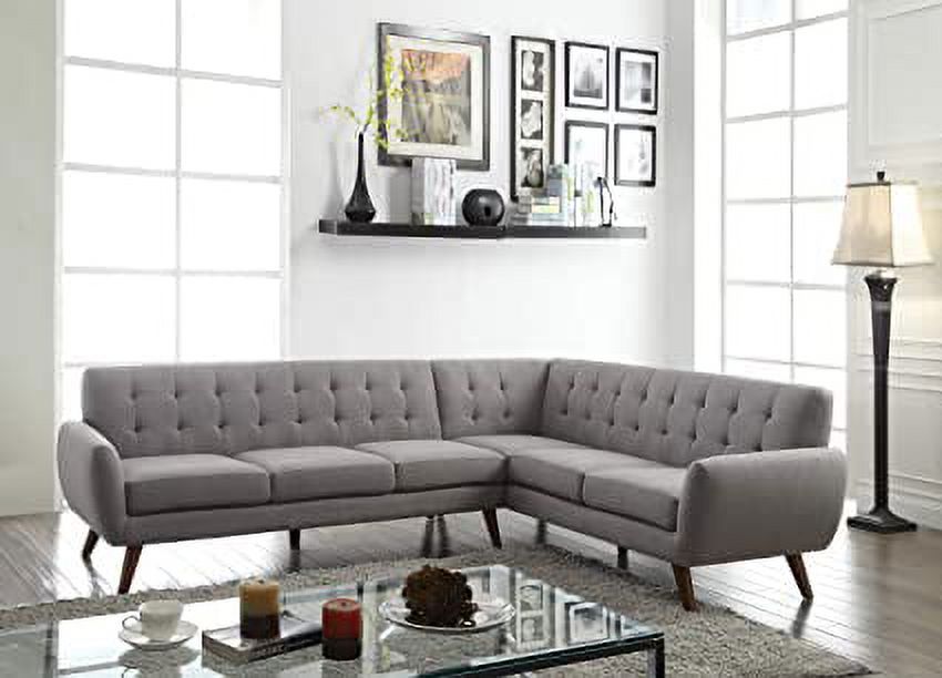 ACME Essick Mid Century L-Shaped Sectional Sofa in Light Gray Linen - image 2 of 2