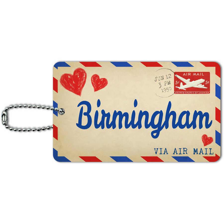 Air Mail Postcard Love for Birmingham ID Tag Luggage Card for Suitcase or CarryOn