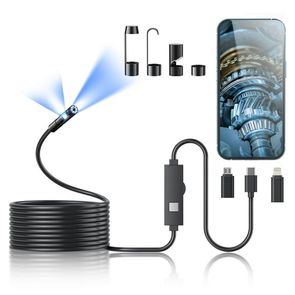 Cámara endoscópica Kinpthy 1920P HD con 8 luces LED IP67 de 5 m