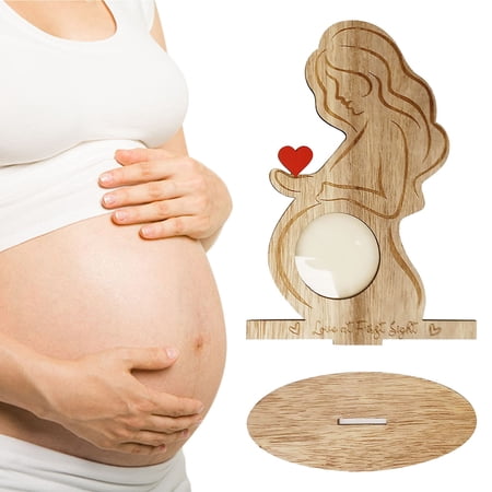 Sonogram Picture Frame, Wooden Ultrasound Display, Baby Keepsake Holder, Rustic Design, 8.07x5.71x2.44 Inches Clear Glass Front, Pregnancy Announcement Home Desk