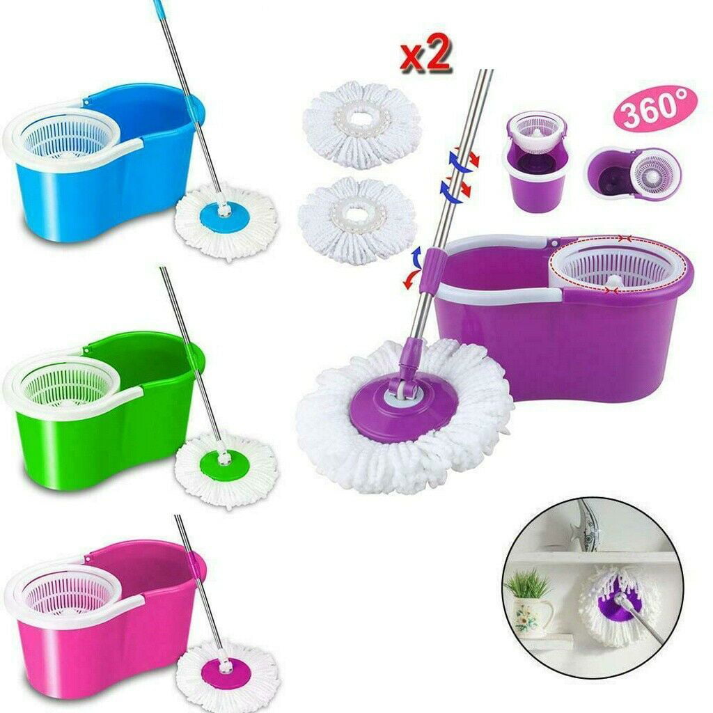 360 Degree Spinning Rotatory Easy Clean Micro Fibre Extendable Mop Bucket Set 