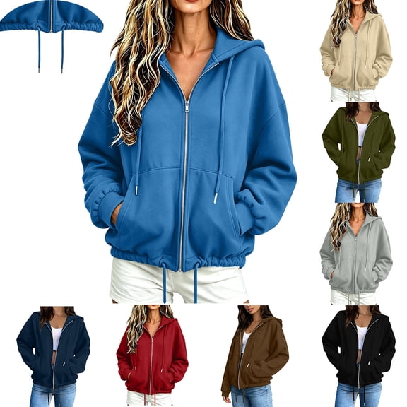 Aeguzox Hoodie for Women Lightweight Long Sleeve Zip up Cardigan with Pockets,Sizes S-2XL