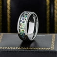thumbnail image 2 of 8mm Mens Tungsten Wedding Band, Honeycomb Abalone Inlay, Beveled Edge Engagement Ring - TN936WAs8.5, 2 of 4
