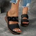 thumbnail image 2 of Black Ladies Active Seasonal Footwear With Peony Round Toe Open Toe And One Foot Wedge Heel Thick Soled For Yoga Sessions And Meditation, 2 of 8