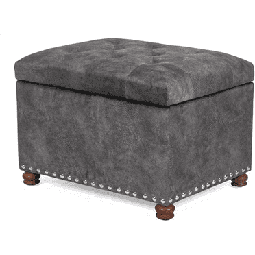 24" Rectangular Ottoman with Storage for Living Room, Upholstered Storage Bench Foot Stool and Seat with Lift Off Lid, Coffee Table Footrest for Bedroom