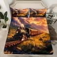 thumbnail image 2 of Castle Fairy Railroad Steam Engine Twin Sheet Sets 3pcs for Teens,Transportation Theme Twin Fitted Sheet Microfiber,Railway Train Breathable Flat Sheet,Super Cozy Room Decor, 2 of 7