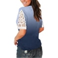 thumbnail image 3 of Pompotops Femmes Creux Imprimé Mode Manches Courtes T-Shirt à Col en V Blouse Tops, 3 of 6