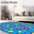 thumbnail image 2 of ODIKA 2'x3' Machine Washable Non-Slip Area Rug, Jovial Dotscape with Bubbly Cartoon Motifs and Playful Mosaic Style High Traffic Rug with Pad, Blue, 722320, 2 of 8