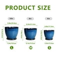 thumbnail image 3 of Ceramic Planter Pots -Set of 3 6/8/10 inch with Drainage ,Round Large Pots for Indoor Plants for Herbs & Snake Plants Modern Office Decor Reactive Glaze Blue, 3 of 7