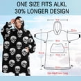 thumbnail image 4 of Oversized Wearable Blanket Hoodie,Black White Skull Pattern Sherpa Blanket Hoodie with Super Pockets,Super Warm Fuzzy Pullover for Women & Men, 4 of 6