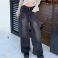 thumbnail image 5 of ClodeEU Women's Vintage High Waisted Wide Leg Jeans ,Baggy Draped Denim Pants Black,Womens Plus L, 5 of 6