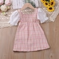 thumbnail image 6 of EnJoCho Girls Fashion Skirt Korean Version of Girls' Dress for Spring and Autumn with New Plaid Pearl Buttons and Small Balls Decorated with Small Fragrant Bubbles Cute Little Girl Fashion Dress, 6 of 7