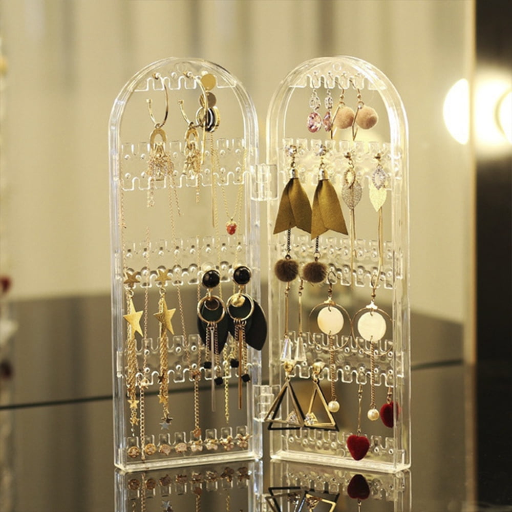 Foldable 6 Panels Earrings Display Rack Studs Holder Jewelry Storage Rack Organizer Earring Display Stand 