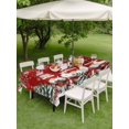 thumbnail image 3 of Outdoor Tablecloth with Umbrella Hole and Zipper, Red Christmas Rectangle Table Cloth 54x80 Inch Waterproof Tablecloth, Gnomes Xmas Tree Poinsettia Eucalyptus Picnic Table Cover for Patio Camping, 3 of 7