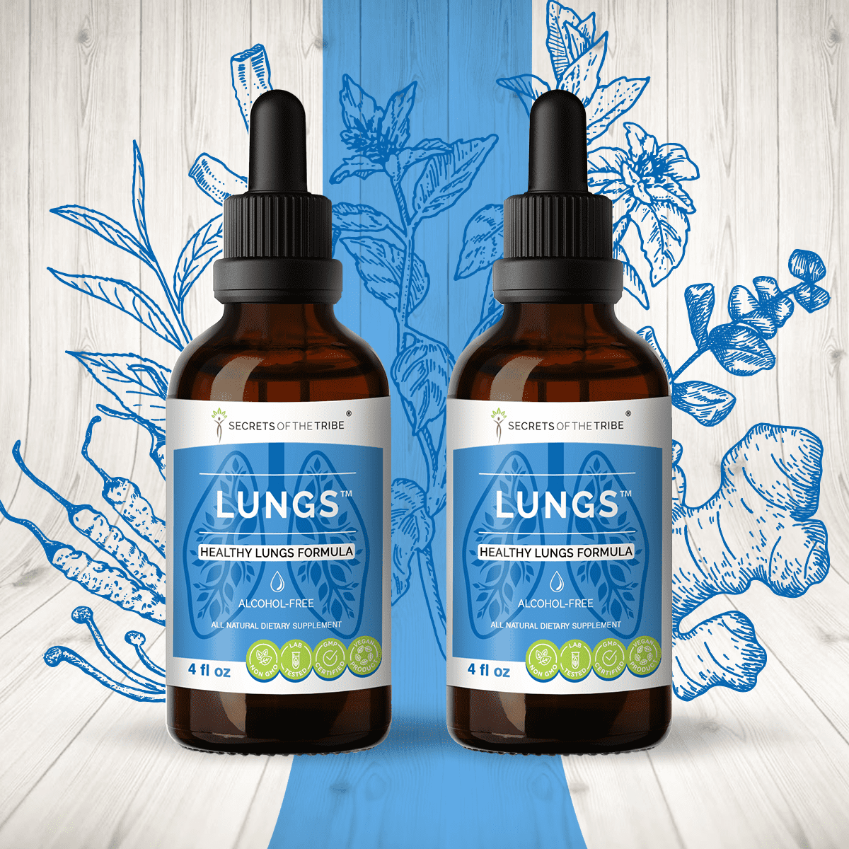 Lungs AlcoholFREE Extract, Tincture, Glycerite Osha, Peppermint