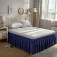 thumbnail image 2 of Elastic Wrap Around Bed Skirt Dust Ruffle Smooth Soft Bed Frame Cover 15-inch Drop (King, Navy blue), 2 of 9