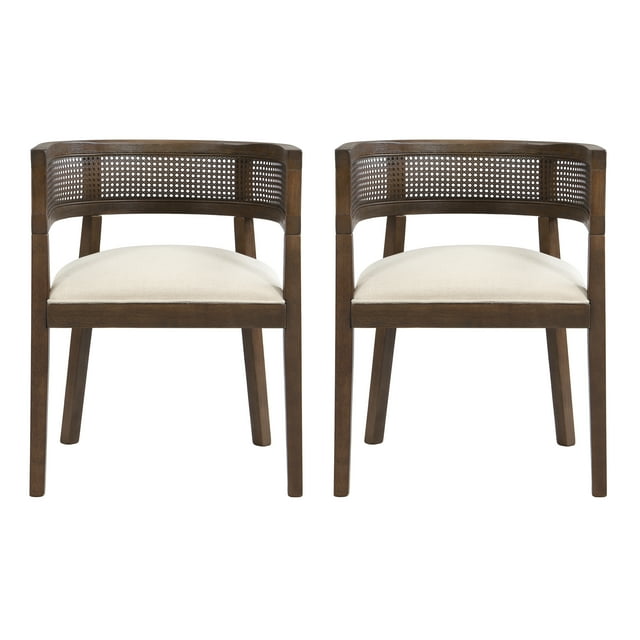DINING CHAIR Set of 2,Beige-Walnut