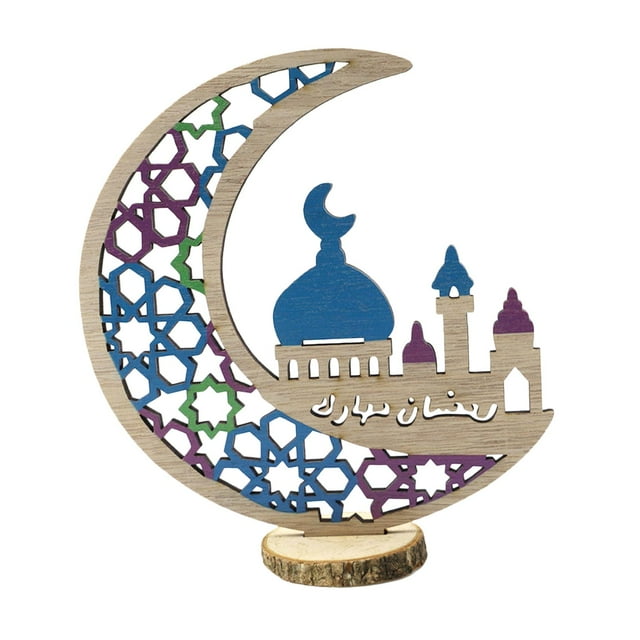 Placa de madera duradera para Eid Mubarak, decoración para fiestas islámicas y mezquitas, ideal para bricolaje. B