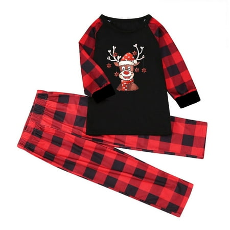 

Matching Family Christmas Pajamas Plaid Pajama Pants Kawaii Reindeer Long Sleeve Tops Comfy Themed Pjs