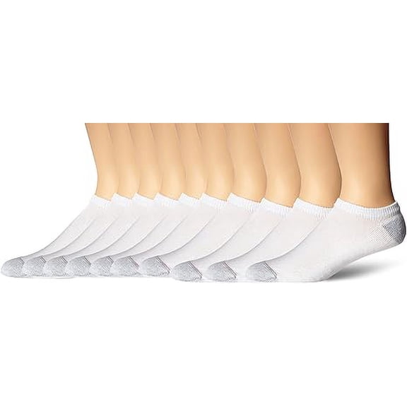 Hanes Men's Double No Show Socks 12-Pair Pack, Available in Big & Tall, White,