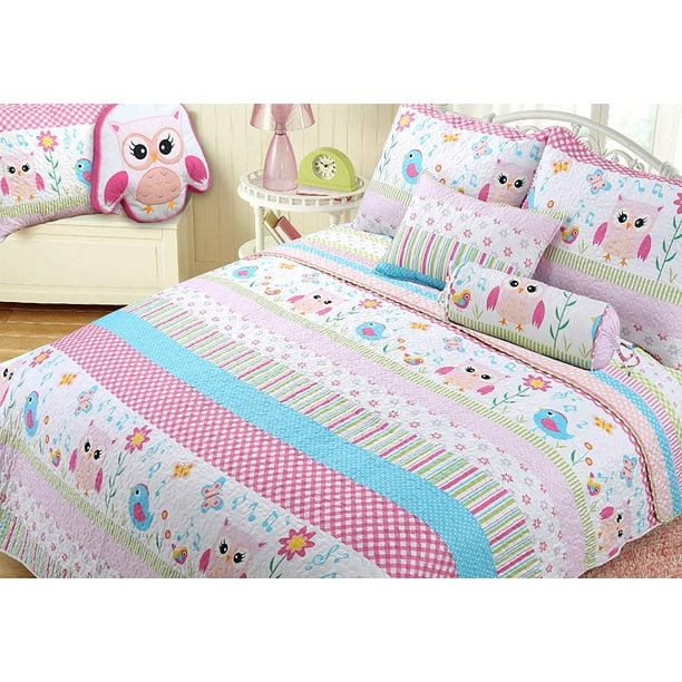 Cozy Line Happy Owl Pink Reversible, Owl Bed Sheets Queen