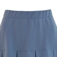 thumbnail image 2 of Vestido Plisado Corto De Mujer Vestido Plisado De Cintura Elástica De Color Puro De Talle Alto Para Verano Primavera Otoño Azul M, 2 of 5