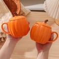 thumbnail image 4 of Pumpkin Mug Large Ceramic Cup with Handle fall coffee mug Halloween 11oz Novelty 3D Shaped Coffee Cup with Lid for Autumn Decor Home Kitchen, 4 of 6