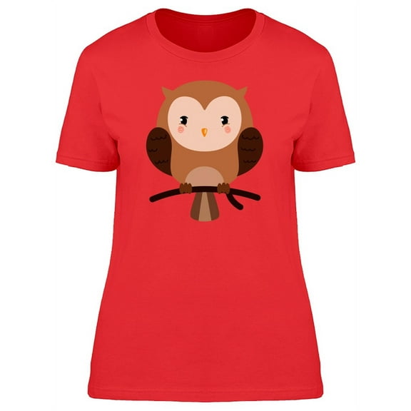 Cute Adorable Owl Cartoon T-Shirt Women -Image by Shutterstock, Female Large