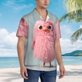 thumbnail image 3 of Sikiie Adorable Pink Fluffy Birds Print Men's Hawaiian Shirt, Summer Beach Button Pocket Short Sleeve T-Shirt,X-Large, 3 of 7