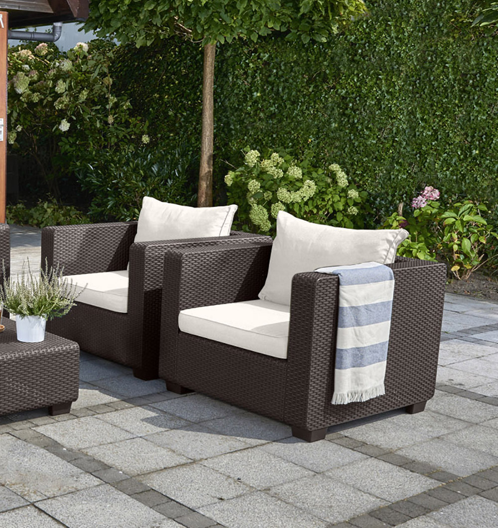 Keter Salta Armchair Brown With Sunbrella Cushions Resin Outdoor Patio Furniture Walmart Com Walmart Com
