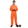 thumbnail image 2 of ReneeCho Men's Prisoner Costume Jail Bird, Orange, Small, 2 of 4