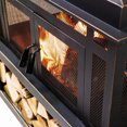 thumbnail image 4 of Deko Living 80 Inch Rectangular Outdoor Steel Wood Burning Fireplace with Log Storage, Poker and Side Tables, 4 of 9