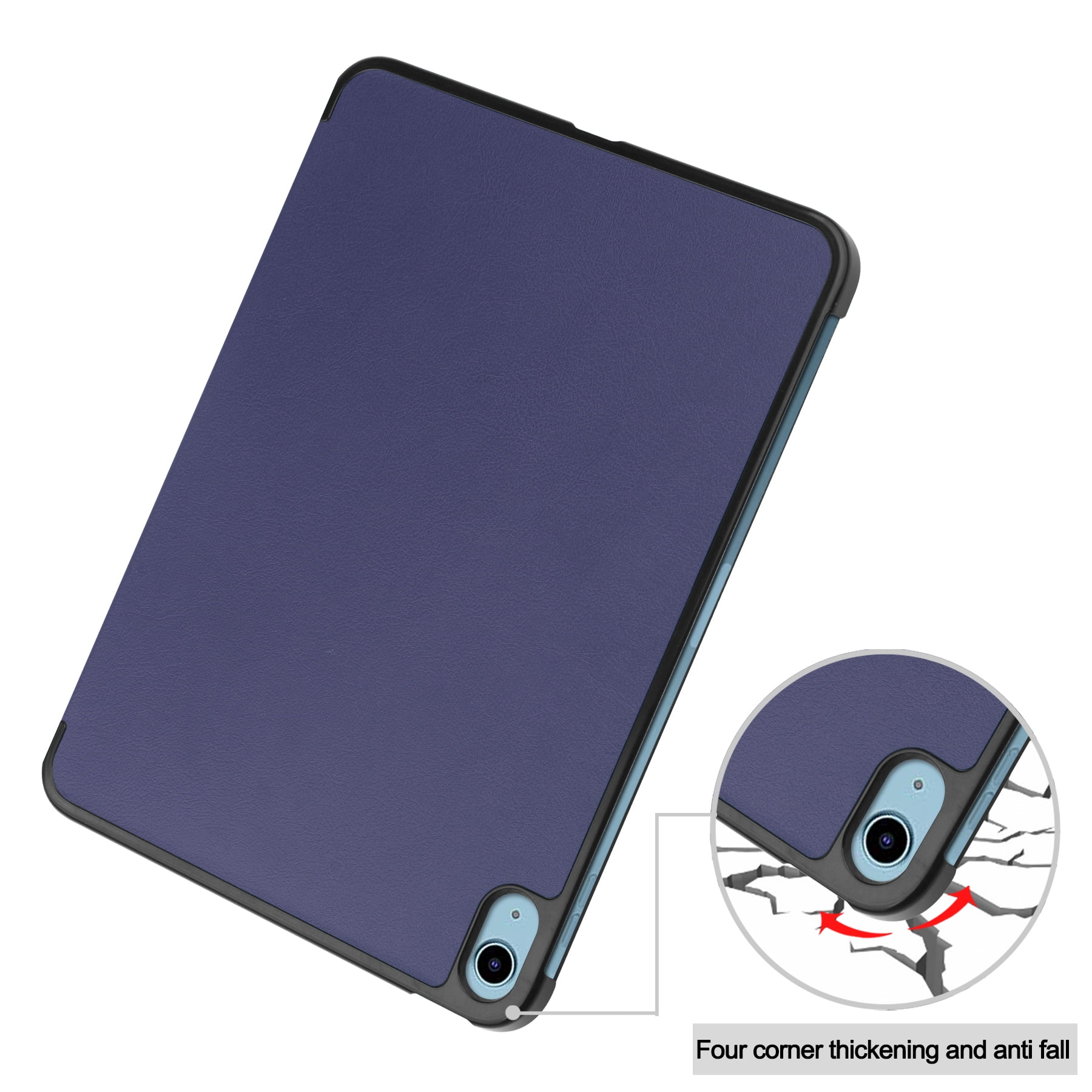 Case for Apple iPad 10th Generation 10.9 Inch Case 2022, PU Leather Thin Slim Lightweight Trifold Shell Corner Protection Smart Folio Cover with Auto Sleep/Wake and Support Pencil Holder, Darkblue