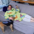 thumbnail image 3 of Wearable Oversized Blanket,Green Dinosaurs Ponds Pattern Wearable Blanket Hoodie for Adults,Cozy Hooded Blankets with Super Pockets,Super Warm Fuzzy Pullover for Women & Men, 3 of 6