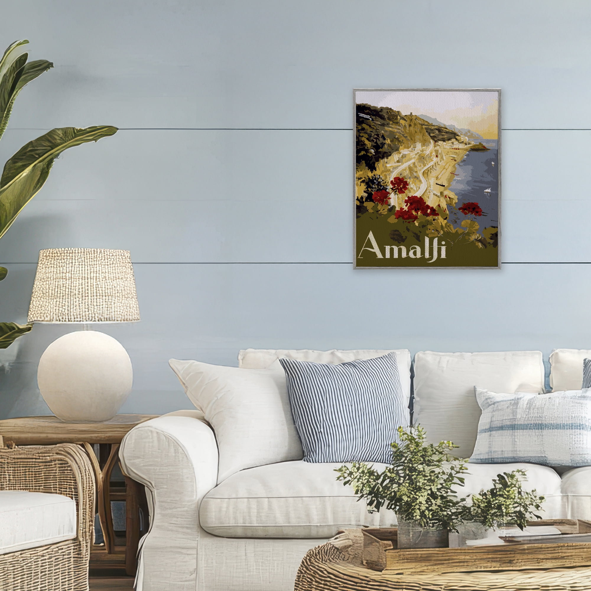 Stupell Industries Picturesque Amalfi Coast Gray Framed Giclee Art, design by Lil' Rue