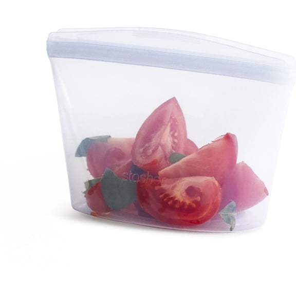 Stasher Premium Food-Grade Silicone Reusable Food Storage Container, Holds 2 Cups, Leak Free Pinch Loc Seal, 1 Bowl