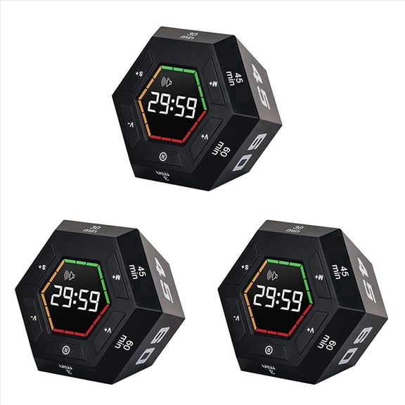 3X Pomodoro Timer, Productivity Timer,3, 5, 15, 30, 45, 60 Minute Preset Smart Countdown Time Management Tool