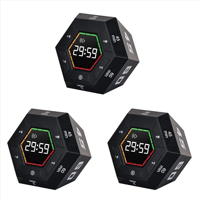3X Temporizador Pomodoro, Temporizador de Productividad, 3, 5, 15, 30, 45, 60 Minutos Temporizador de Cuenta Regresiva Inteligente Preestablecido, Herramienta de GestióN del Tiempo