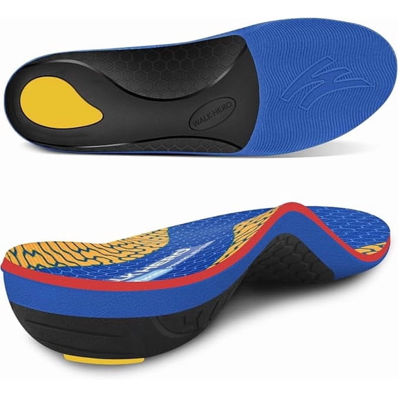 WalkHero Orthotic Insoles for Men & Women, Arch Support for Flat Feet, Cushioning for All-Day Comfort