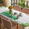 thumbnail image 3 of St. Patrick's Day Table Cloths for 8 Foot Rectangle Tables, Green Truck Lucky Shamrocks Rustic Wooden Patio Waterproof Elastic Fitted Tablecloths, Washable Rectangular Table Cover for Camping, 3 of 8
