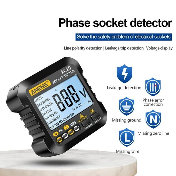 Socket Tester Polarity Phase Check Voltage Test Outlet Tester for